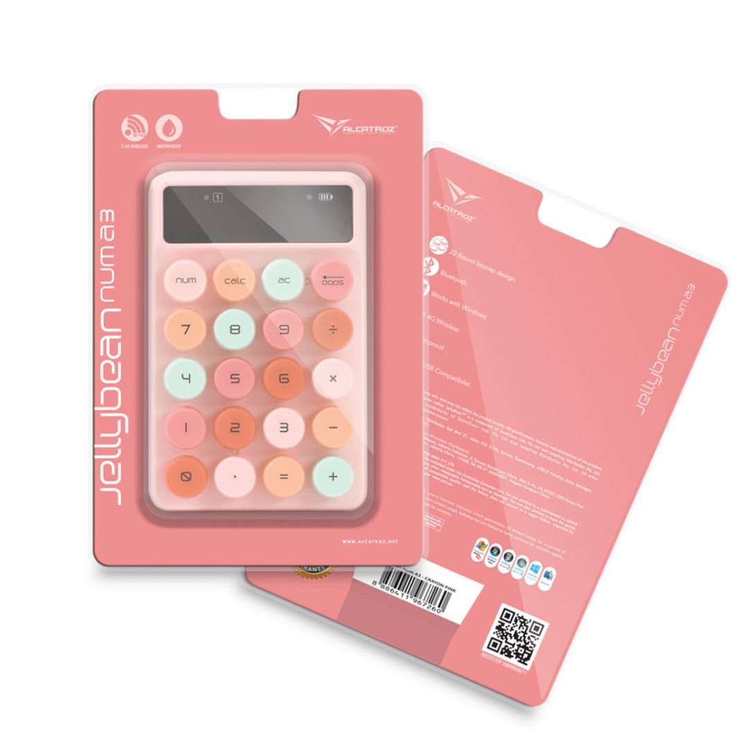 Alcatroz JellyBean Num A3 Bluetooth and Wireless Numpad - Crayon Pink - RetroguySA