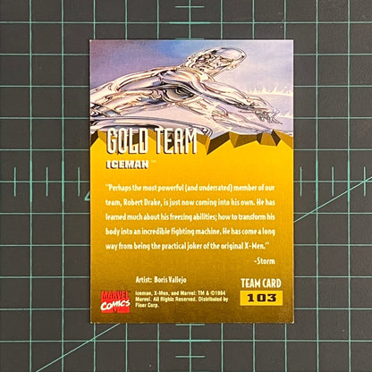 103 Iceman | Vallejo | Gold team | 1995 | Fleer Ultra X - Men | Trading Card - RetroguySA