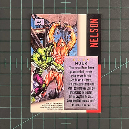 41 Hulk | Nelson | E - Motion Signature Series | 1995 | Marvel Masterpieces | Trading Card - RetroguySA