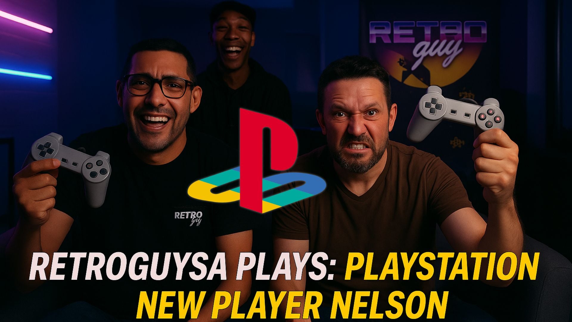 Load video: A 19-minute and 22-second split-screen gameplay video of the retro racing game, Need for Speed: Most Wanted, played on a PlayStation 2. Two players, Harland and Marvin, race using different cars, discussing their struggles with a "buggy" Golf GTI and their strategy for a drag race. The hosts mention that the video is part of a weekly gaming series featuring games from their store.