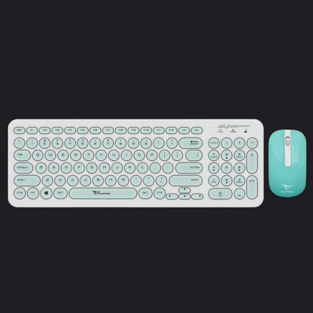 Alcatroz A2000 Jellybean Wireless Keyboard and Mouse Combo - White/Mint - RetroguySA