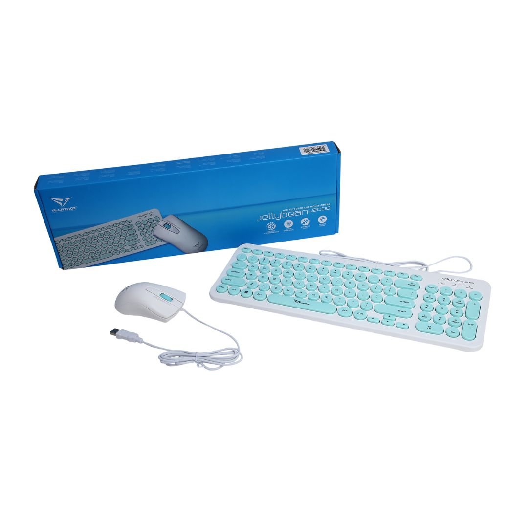 Alcatroz Jellybean U2000 Keyboard and Mouse - White/Mint - RetroguySA