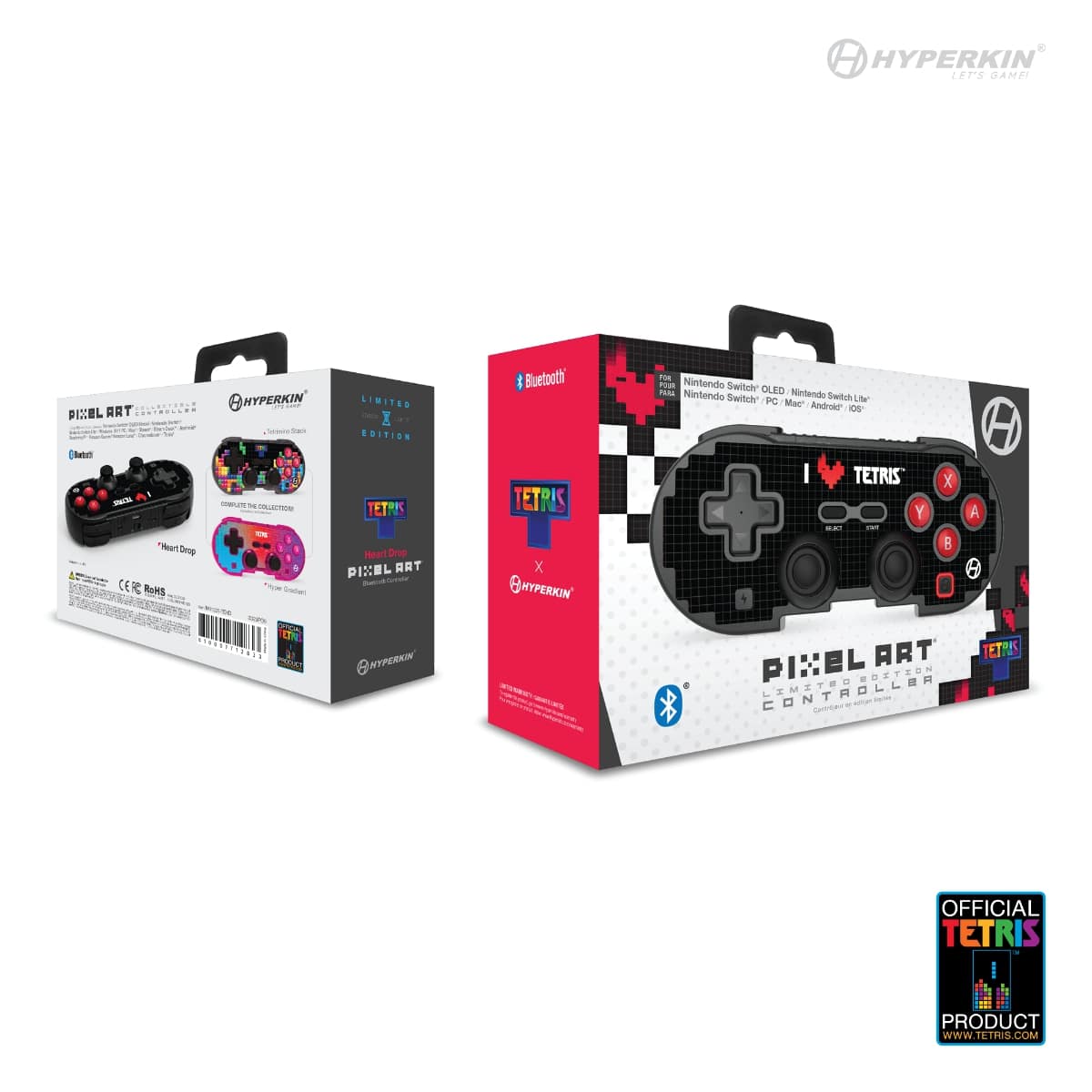 Hyperkin Official Tetris Pixel Art Bluetooth Switch Controller - Heart Drop - RetroguySA