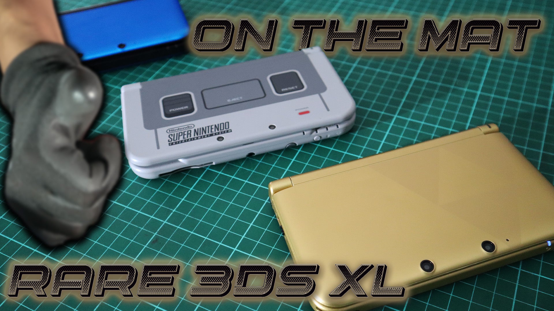 Load video: A 16-minute and 17-second video from the "On the Mat" series by RetroGuySA, featuring a comparison of rare Nintendo 3DS models. The hosts discuss the design and feel of the consoles, including the Zelda and Super NES editions, while highlighting their passion for collecting and serving the gaming community.