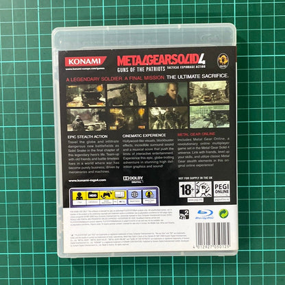 Metal Gear Solid 4 : Guns of the Patriots | Cardboard Cover | PlayStation 3 | PS3 | Used Game - RetroguySA