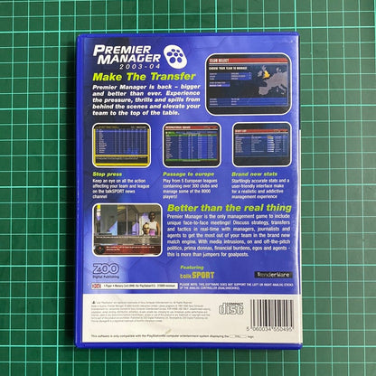 Premier Manager 2003 - 04 | PlayStation 2 | PS2 | Used Game | No Manual - RetroguySA